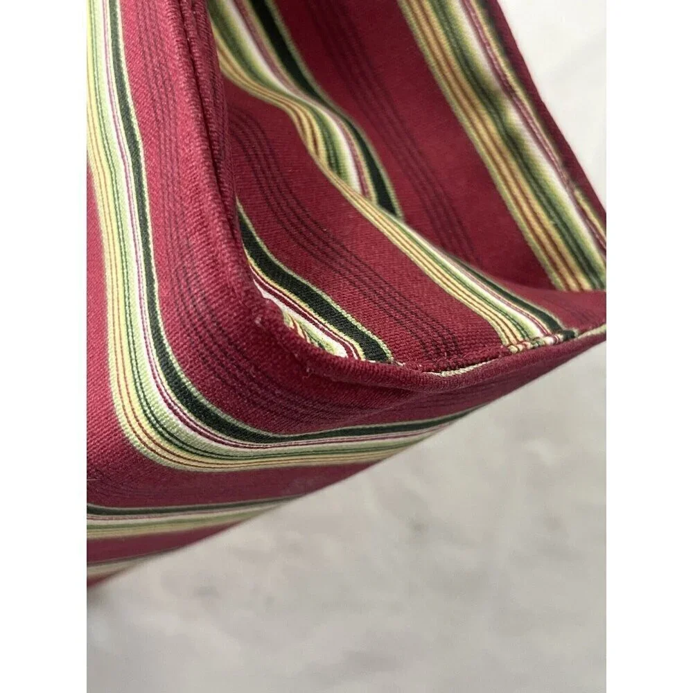 Longaberger Canvas Holiday Red Stripe poinsettia Small Tote